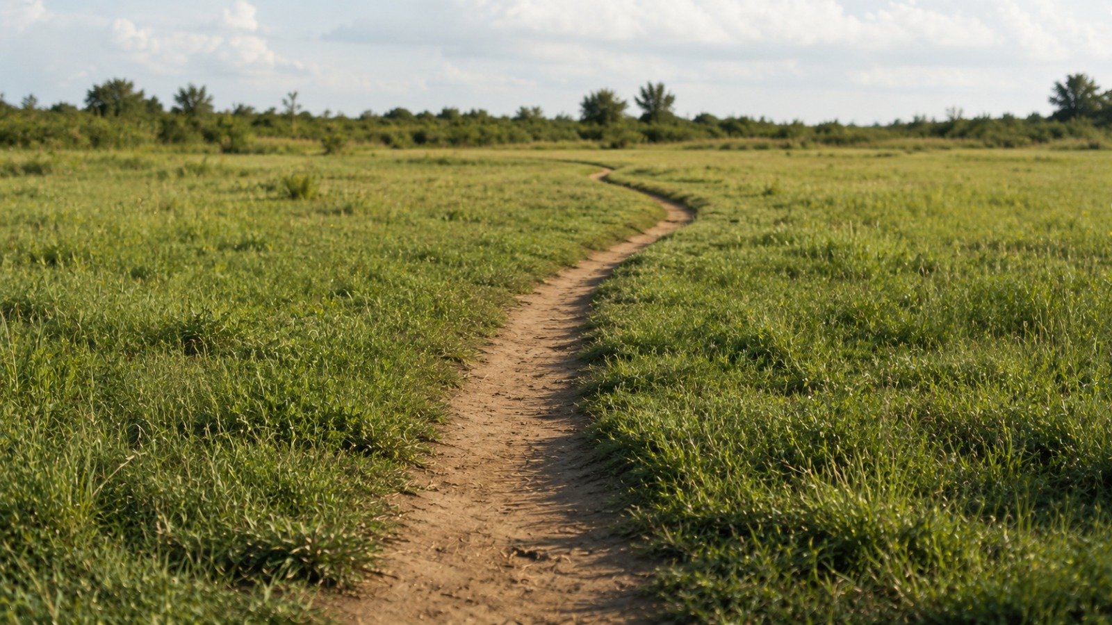 A footpath worn across grass by people walking the same way many times