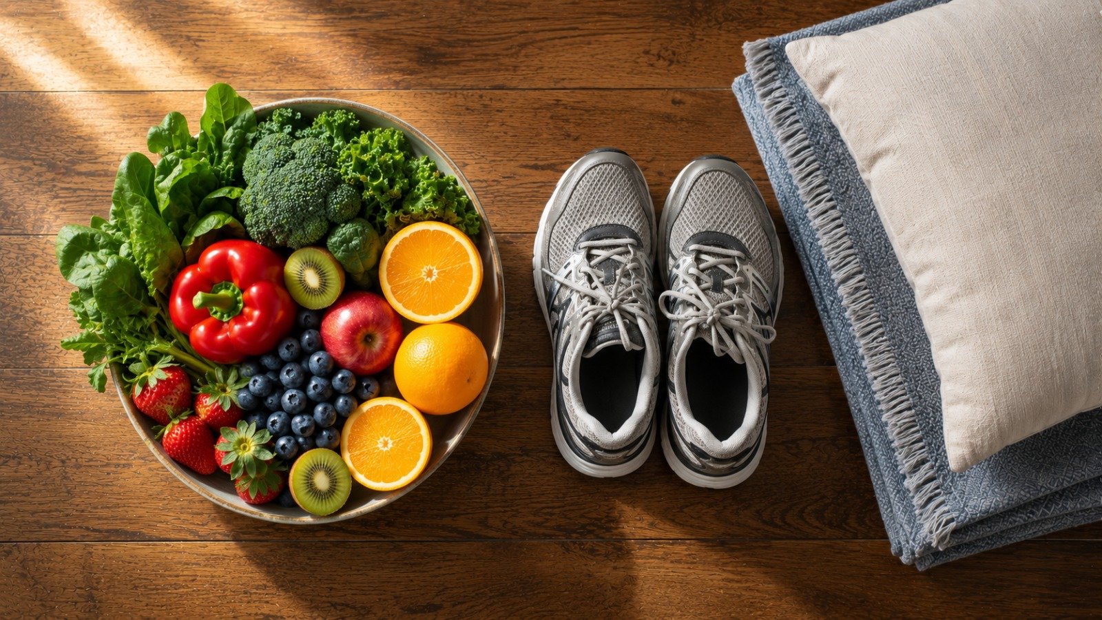 Immune health habits such as good food, sleep, and movement